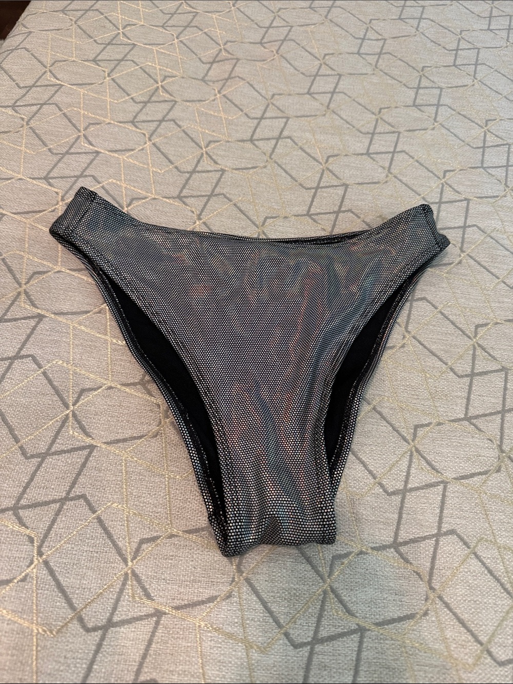 No Boundaries Black Metallic High-Cut Bikini Bottom